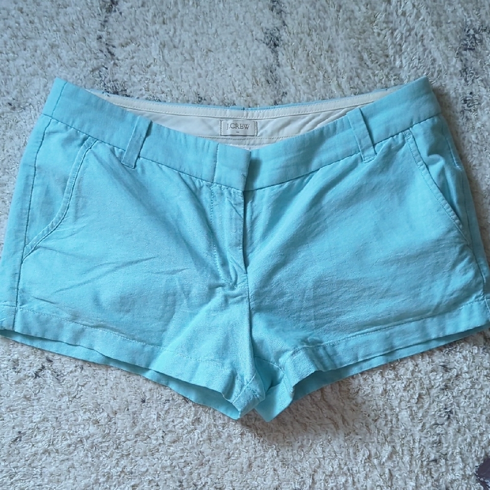 J Crew High Waist Aqua / Teal Women's Shorts 8 Chino